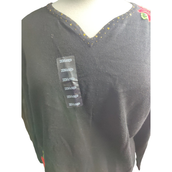 Bonnie Bell Poinsettia Christmas womans sweater XXL - Picture 3 of 4